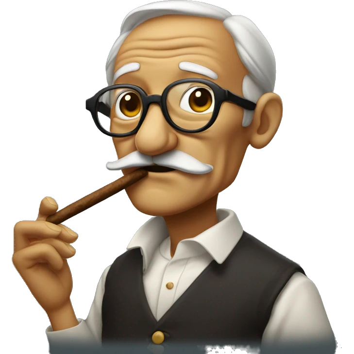 Old shimpanze with glasses! Completely bold smoking a cigar emoji