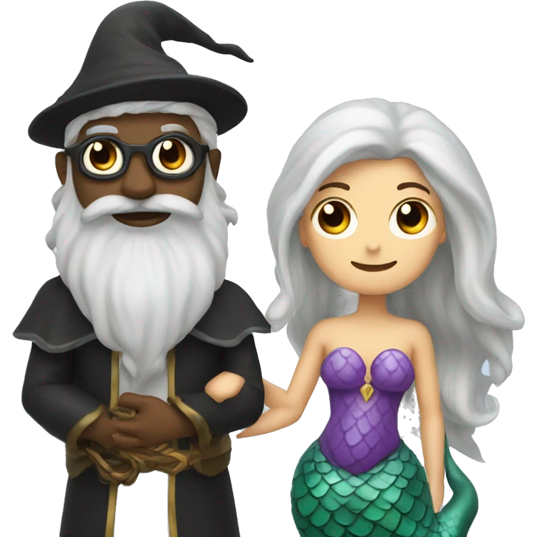 wizard with a mermaid in love emoji