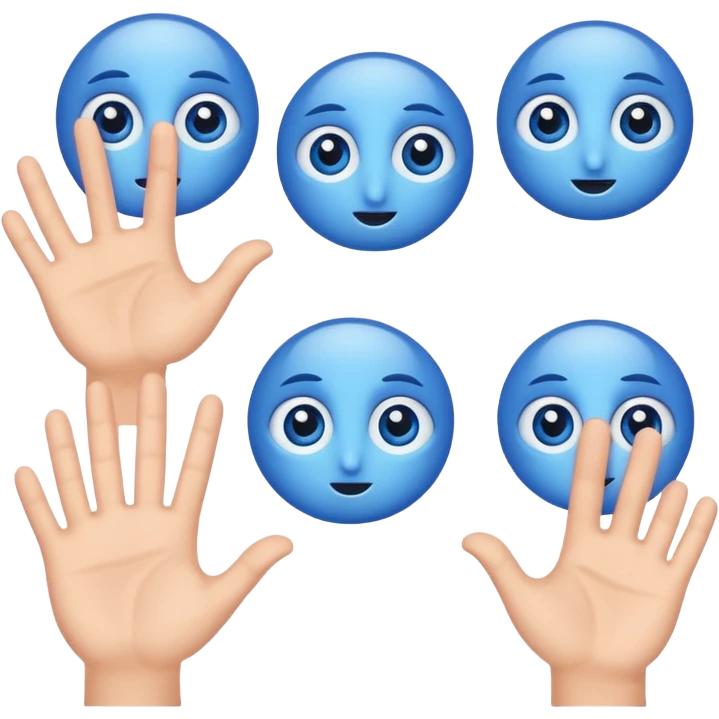 Make 6 and 7 numbers has eyes and hand and make it blue emoji