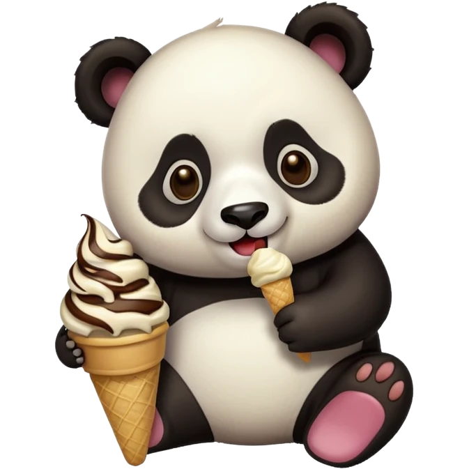 Panda eating ice cream emoji