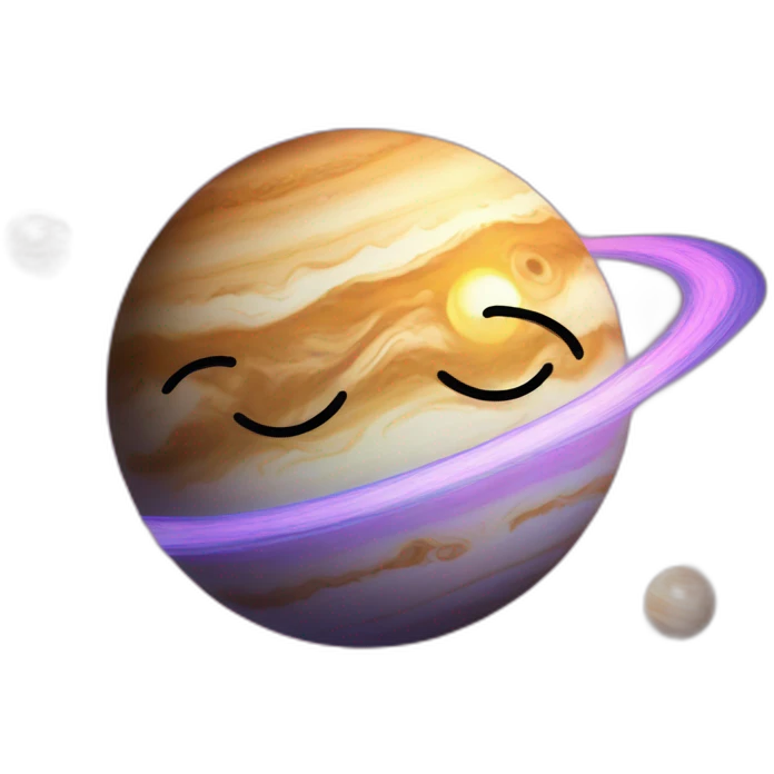 planet jupiter with a cartoon face blowing a kiss emoji