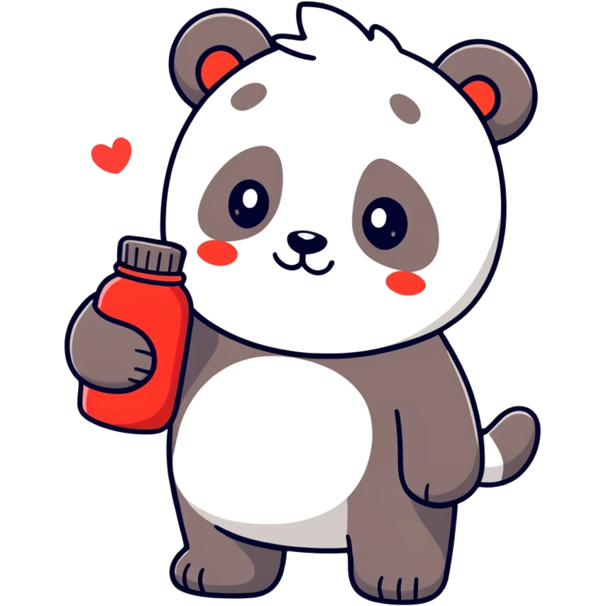 panda with red hot water bottle emoji