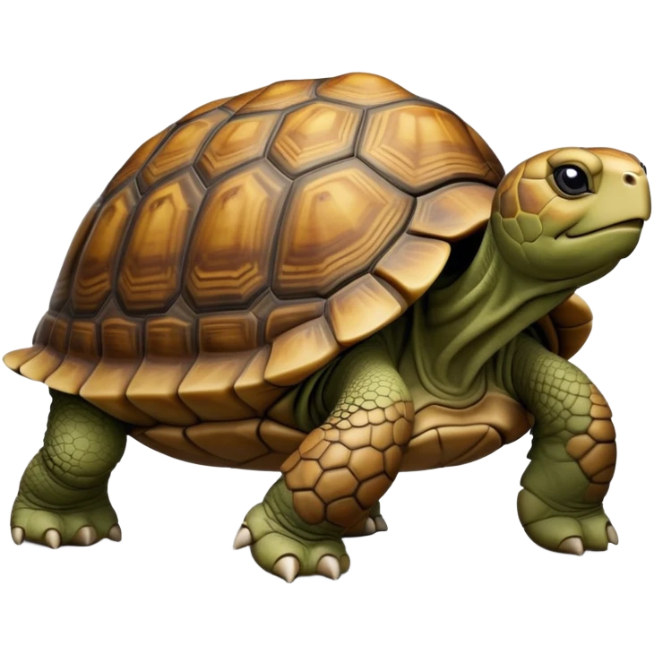 cinematic-tortoise-realistic-full-body-walking-emoji,-sturdy-domed-shell-in-rich-earthy-tones,-thick-scaled-legs-moving-slowly-but-deliberately,-wrinkled-wise-face-peering-ahead-with-calm-determination,-small-dark-eyes-reflecting-centuries emoji