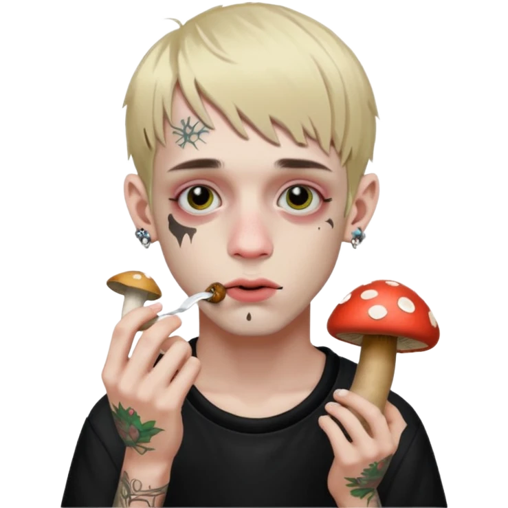 Generate a lil peep emoji eating some shrooms  emoji