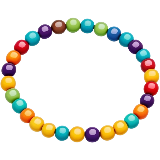 A beaded bracelet with round, polished beads in mixed vibrant colors, elastic style, no background, standalone. emoji