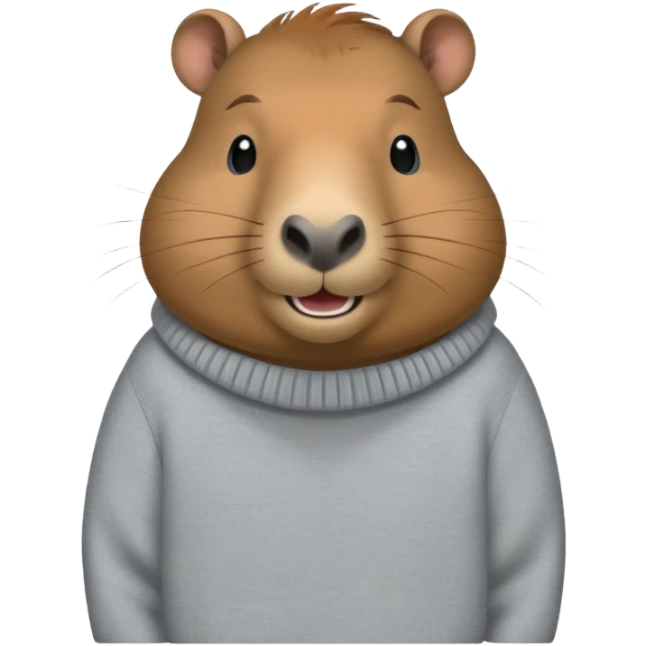 capybara smiling wearing a light grey sweater emoji