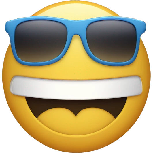 A smiling face with sunglasses, cartoon-style emoji