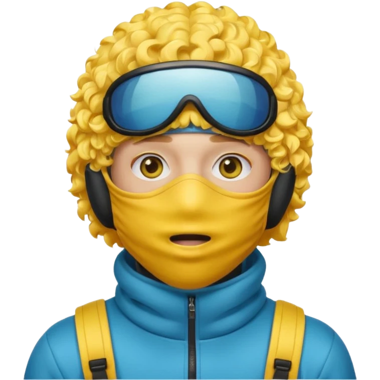 make a yn in a ski mask but but the mask is only covering his mouth and his hair is curly and yellow skin like emoji emoji