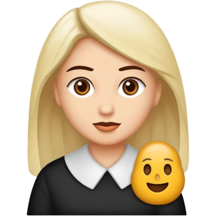 Çok güzel bir sarışın kadın saçları düz uzun kıyafeti beyaz göz rengi kahverengi emoji