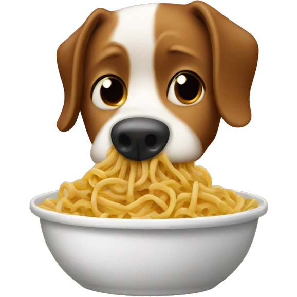 A dog eating pasta emoji