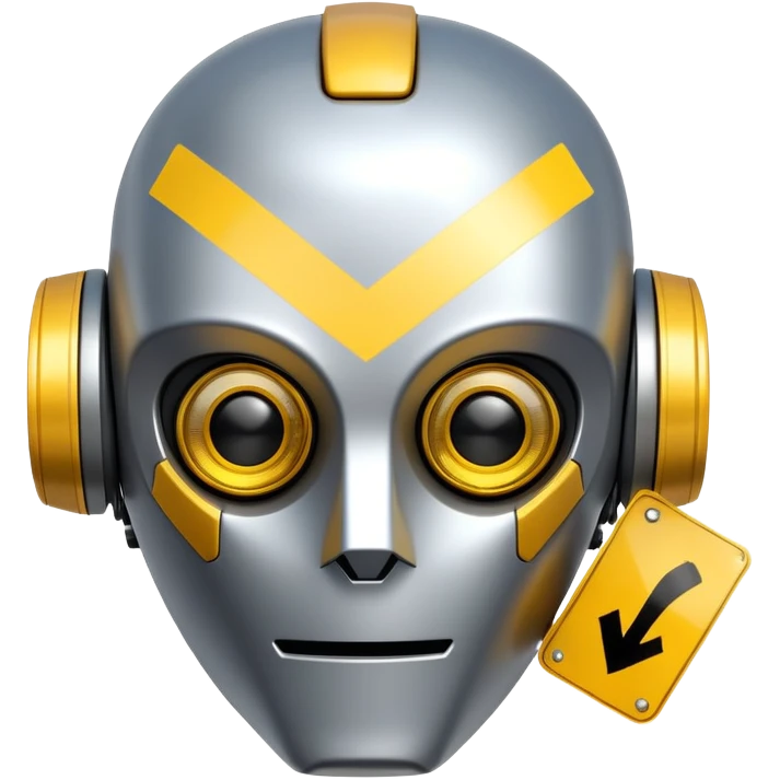 robot head with a yellow checklist with a warning symbol on it emoji