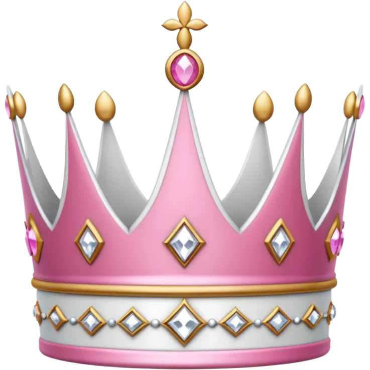 glitter pink and white queen crown emoji