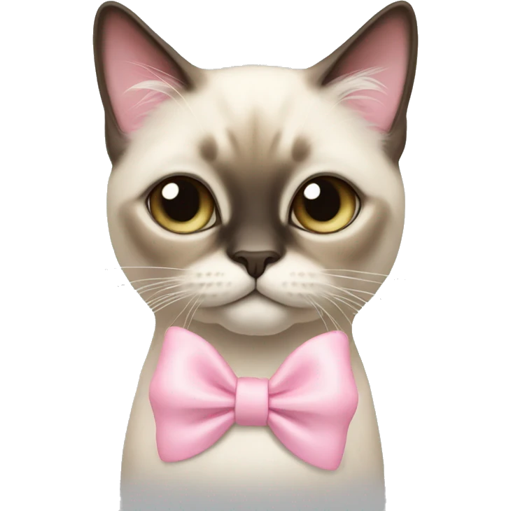 Long hair Siamese cat with pastel pink bow emoji