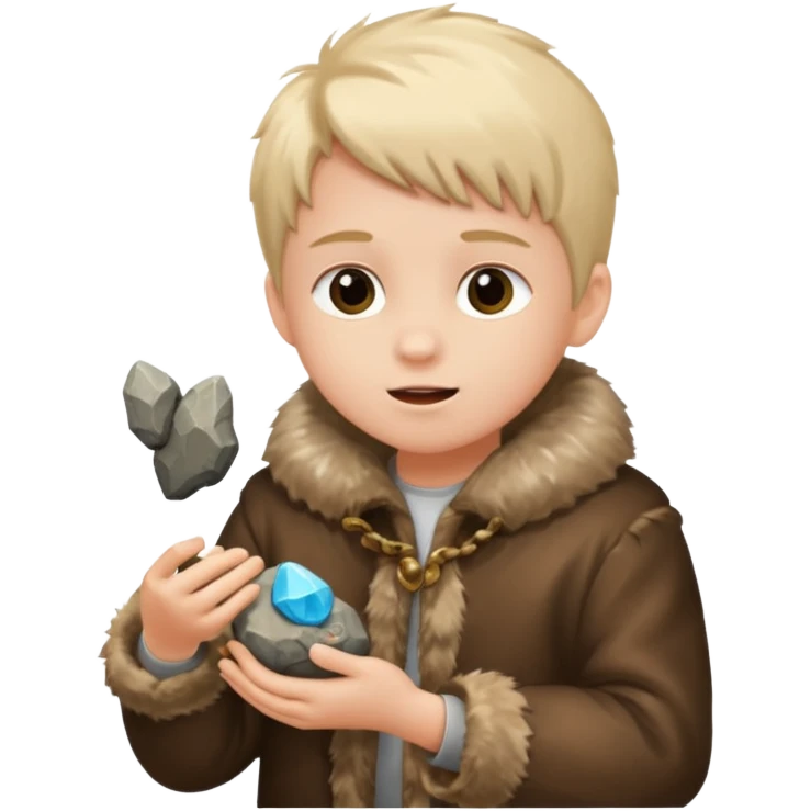 a kid wearing fur clothing, playing stone



















 emoji
