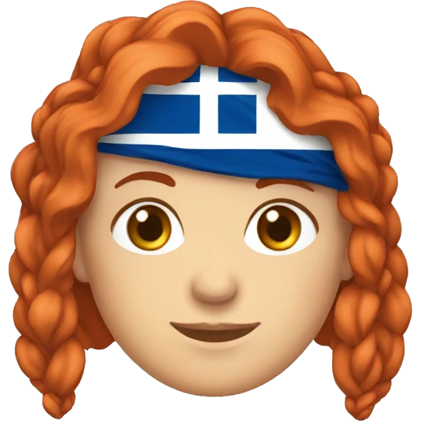 Female red hair mountaineer with greek and european flag emoji