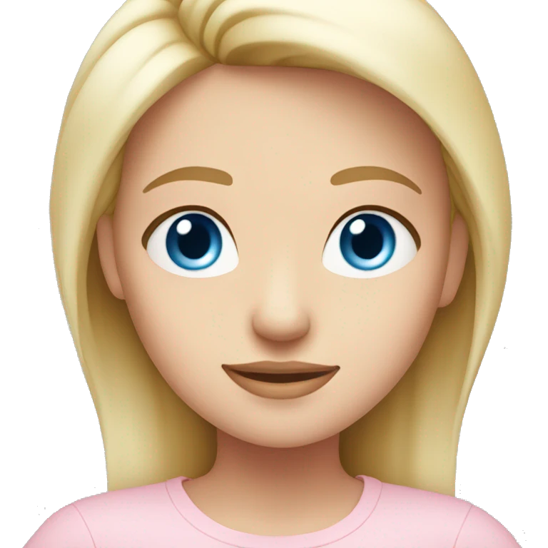 blonde girl with blue eyes in a light pink top emoji
