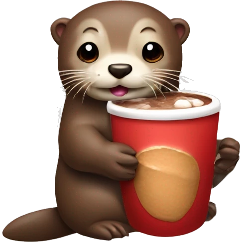 Otter with hot chocolate in its paws emoji