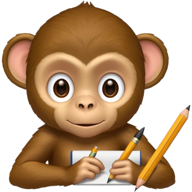 monkey holding a pencil and writing emoji