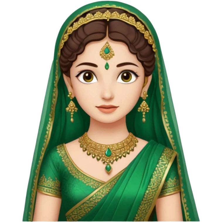 bride in mehendi Ceremony in green saree standing emoji