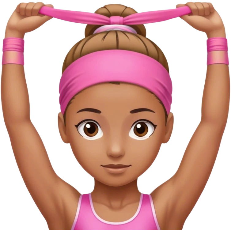 The face of a gymnast in a sports pink headband emoji