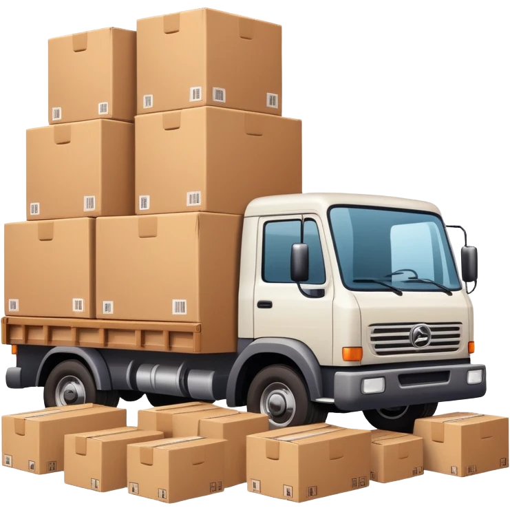 truck with cargo area full of boxes emoji