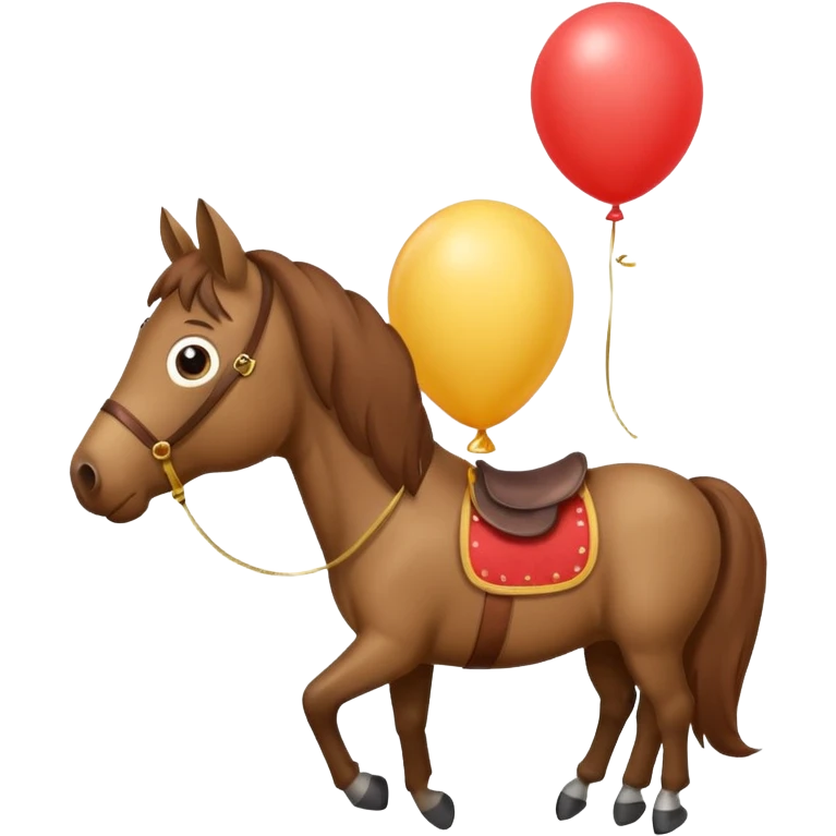 A horse inhaling a balloon emoji
