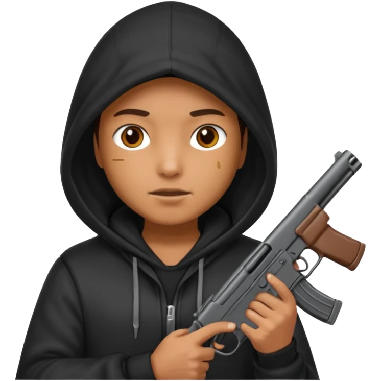 Una persona encapuchada con una pistola emoji
