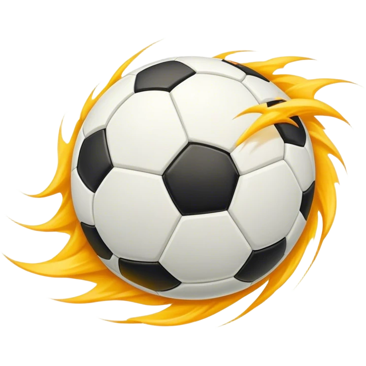 Cinematic Realistic image of a soccer ball soaring through the air, capturing dynamic motion and finely detailed textures with a dramatic, high-energy lighting that evokes the thrill of the game emoji