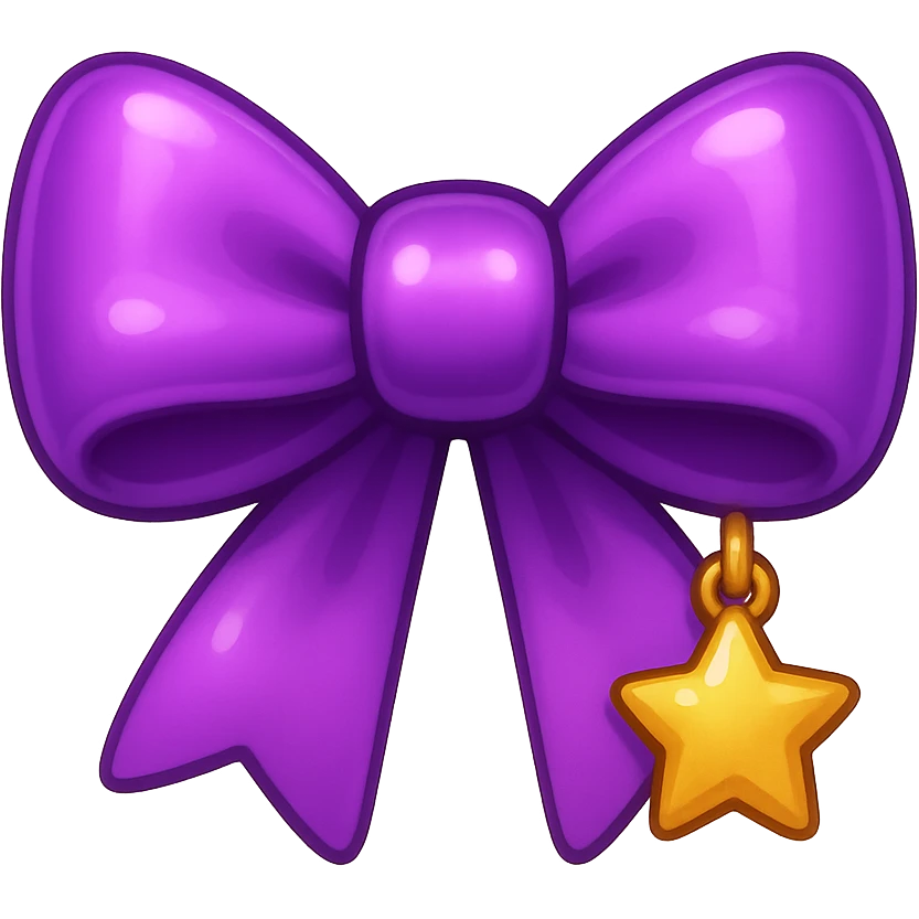 purple bow emoji, cute and shiny, with a small star charm emoji