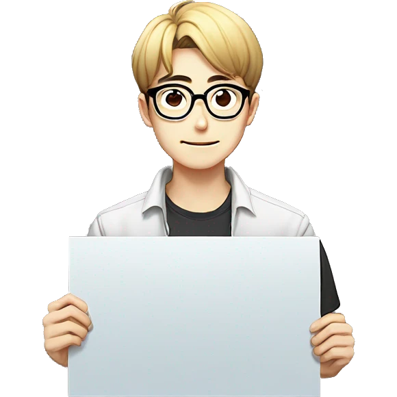 Guy with specs holding banner of Manhwa_Flix emoji