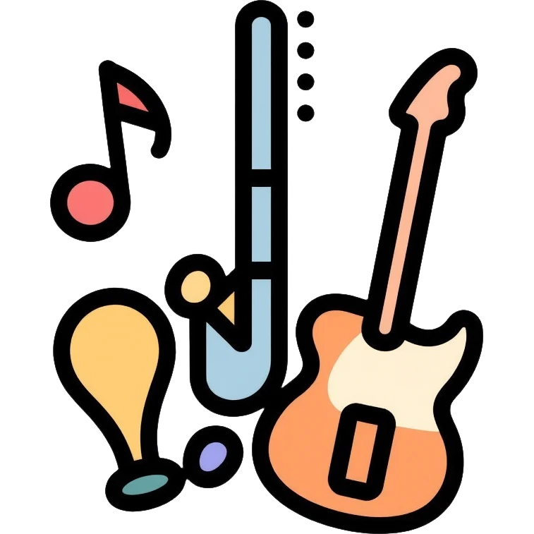 musical notes and instruments emoji