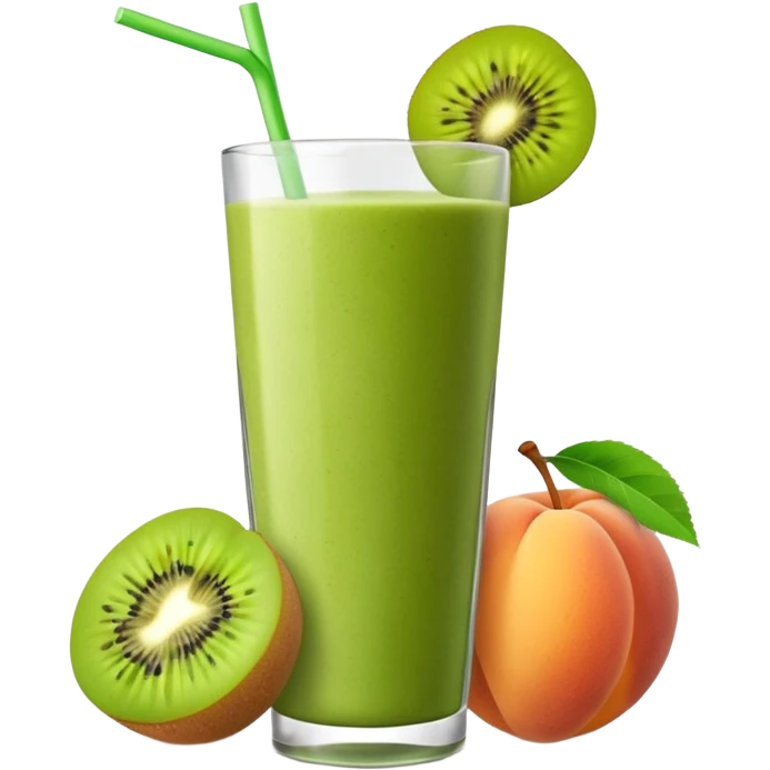 smoothie with peaches and green kiwi emoji