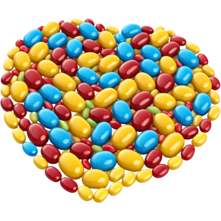 3D render of Jellybean Path, made entirely of dessert materials, glistening sugar crystal texture, pile of multi-colored glossy beans (yellow, blue, red), delicious confectionery aesthetic, Apple emoji style, isolated on white background --v 6.0. emoji