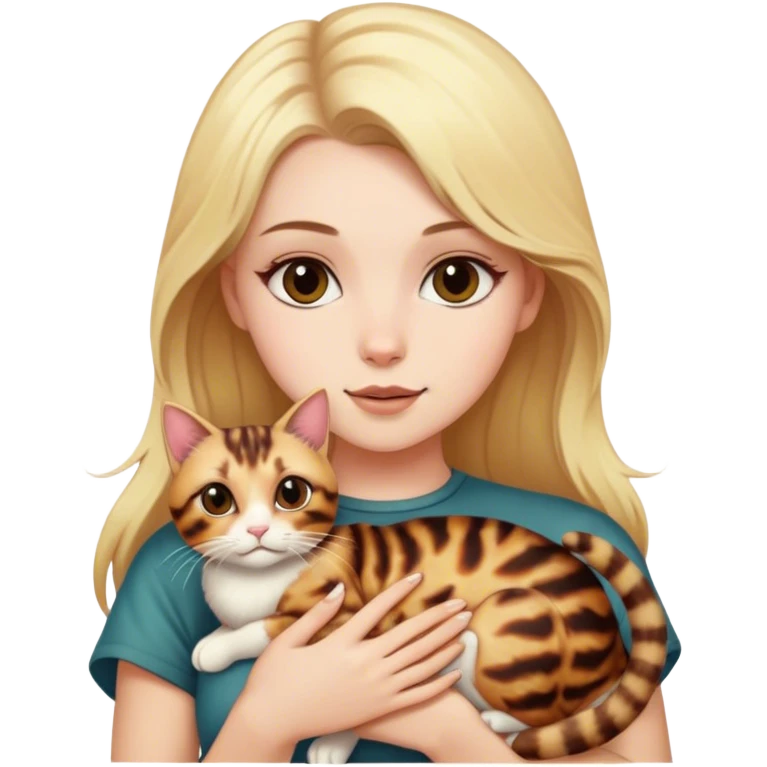 White girl with blonde hair seeping with tortoiseshell￼ cat emoji