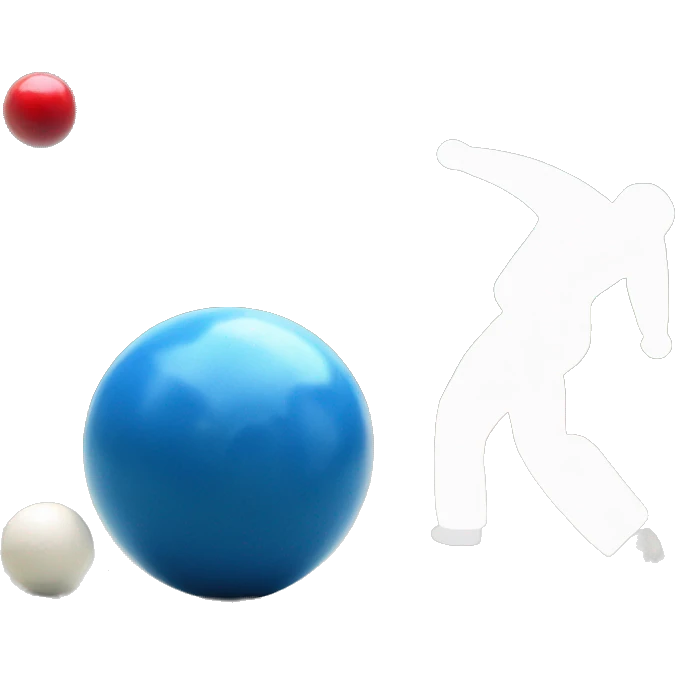 lawn bowler bowling a blue bowl towards a white jack emoji