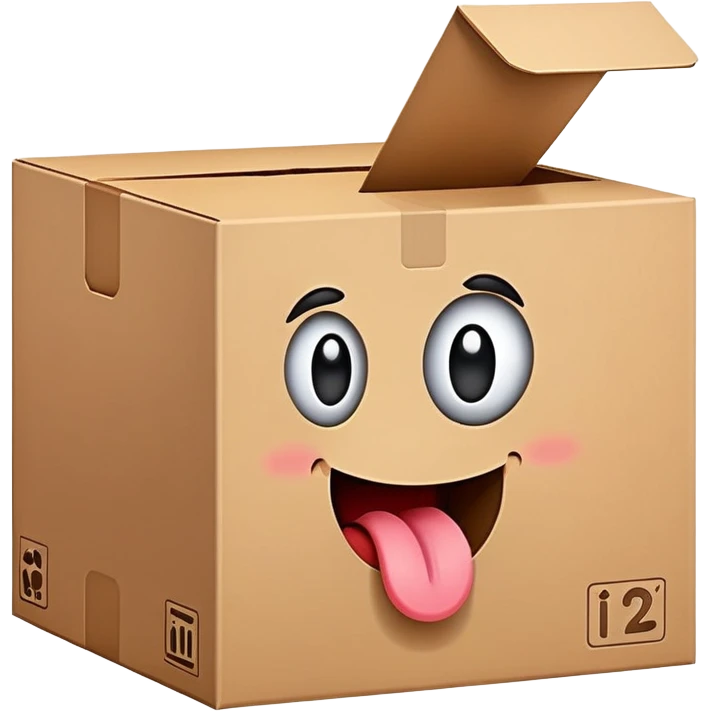 Box with face sticking its tongue out emoji