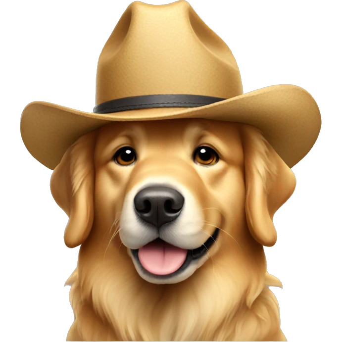 Golden retriever with a Texan hat  emoji