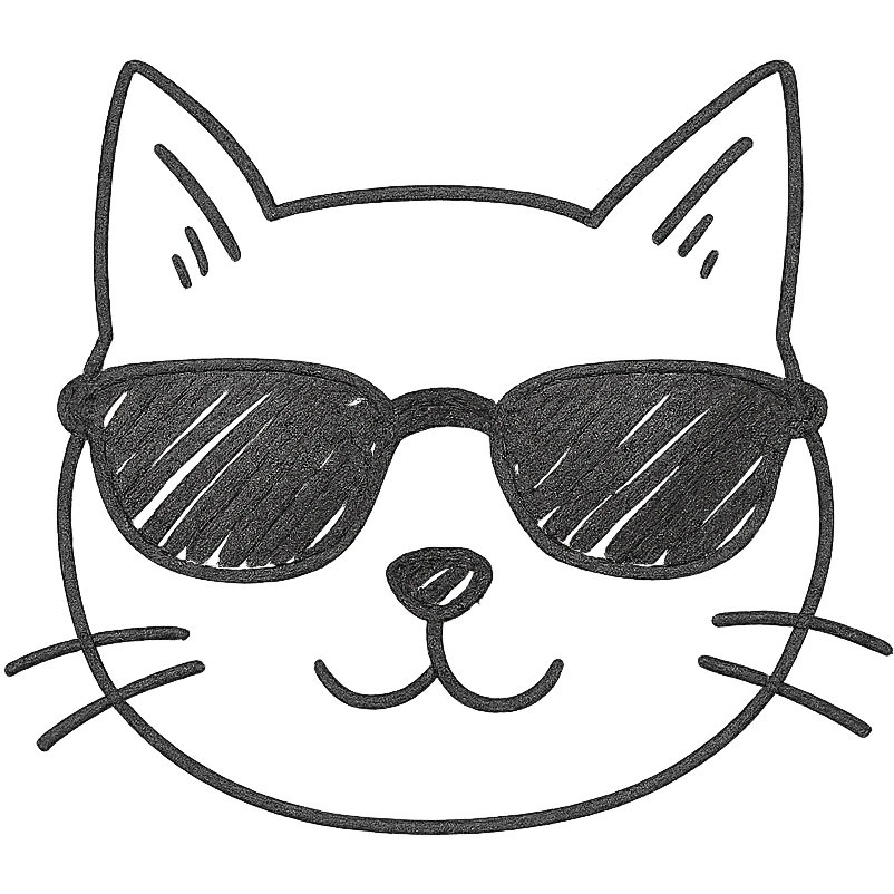 cat wearing sunglasses hand drawn outlined icon emoji