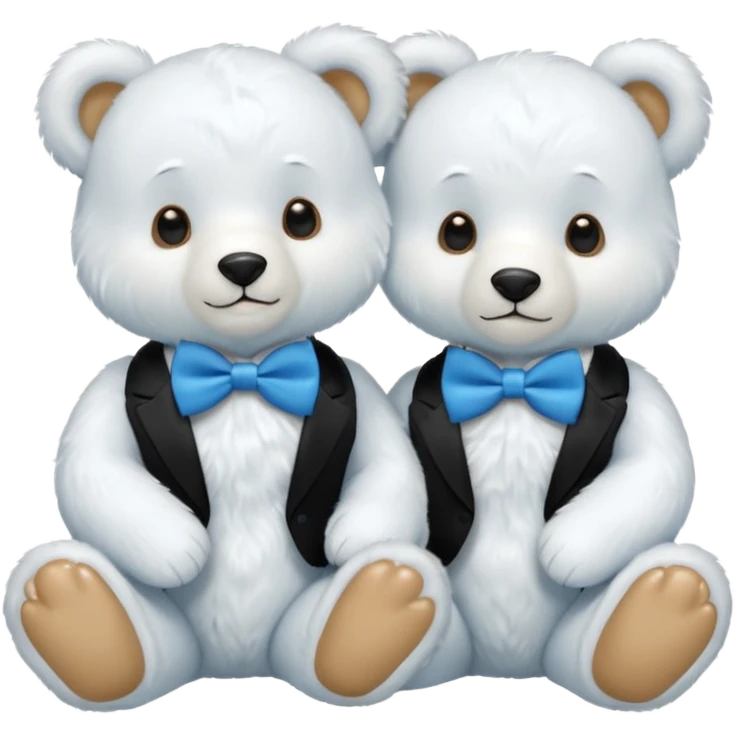 sweet same little white bears with blue bow tie sitting emoji