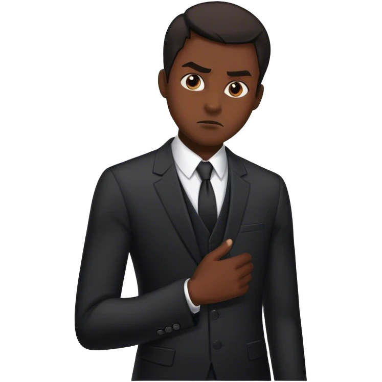 segurança de terno preto, com cara fechada emoji