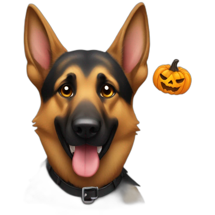 German shepherd celebrating halloween emoji
