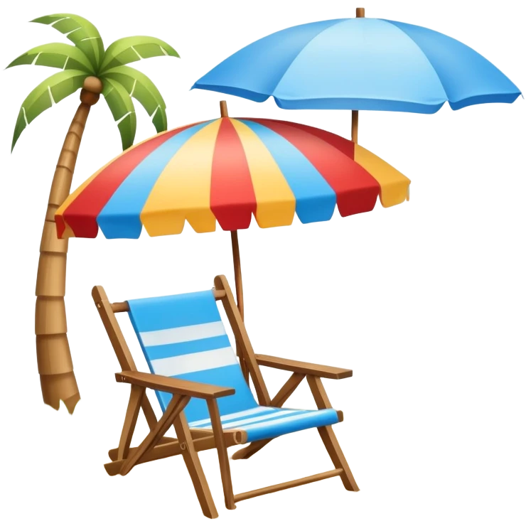 Hawaiian straw Beach umbrella, with wood chair emoji