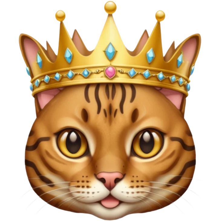 brown bengal cat with crown emoji