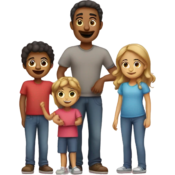 Heart and mom and dad and kids emoji