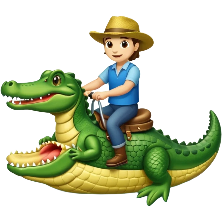 Calvy Barra riding a alligator  emoji
