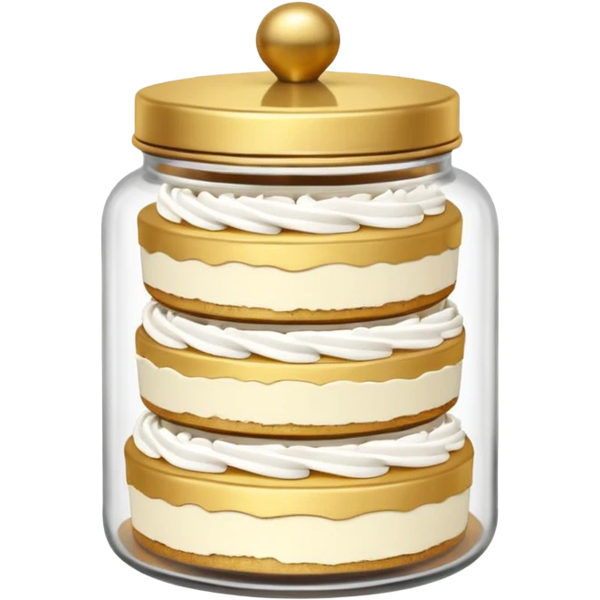 A layered little jar of cake that is gold outline black backround not colored in emoji