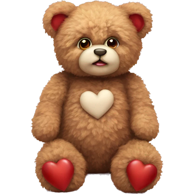 realistic fluffy Valentine's teddy  emoji