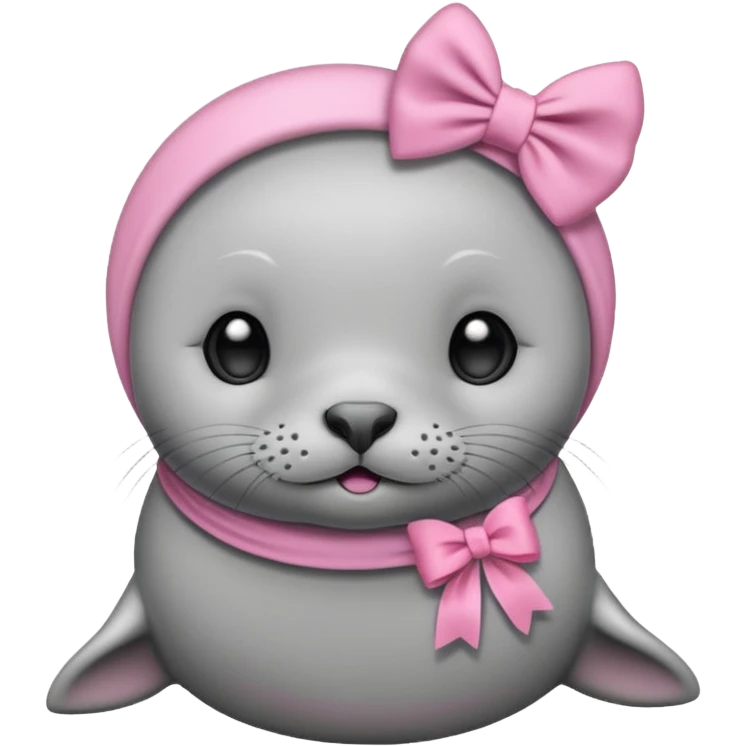 cute Seal with a pink bow on her head like a ribbon emoji