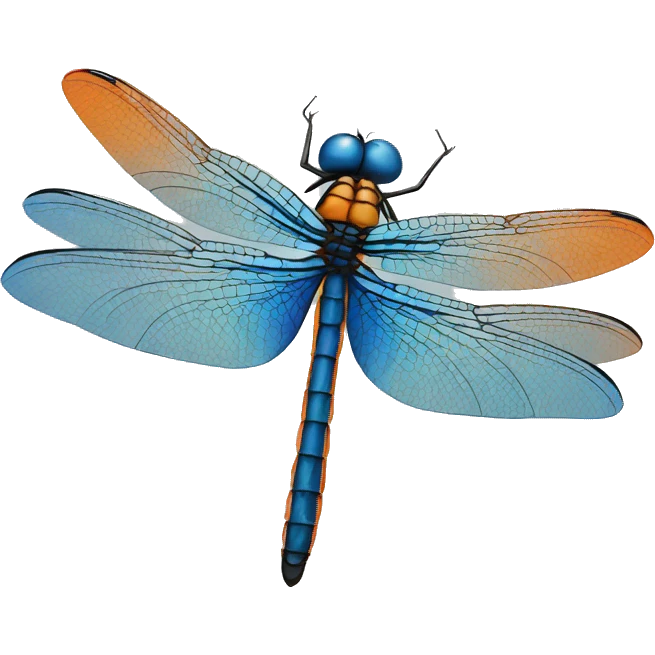 Orange blue dragonfly emoji