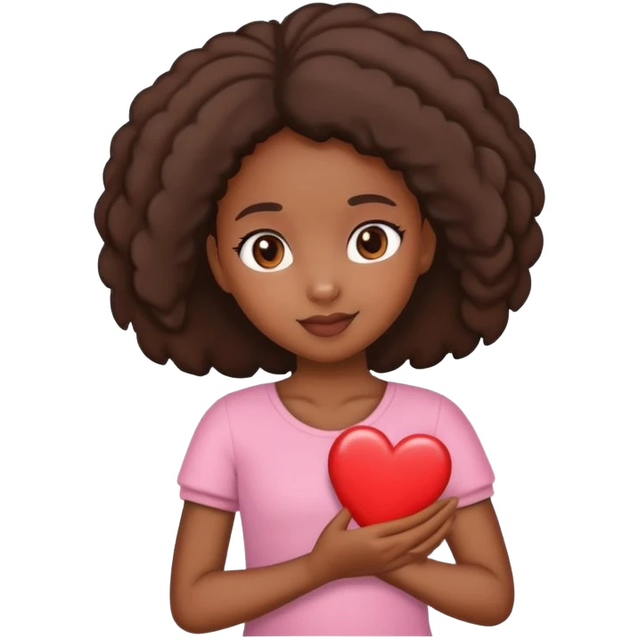 Black Girl holding a heart  emoji